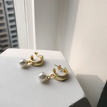 Silvology 925 srebro C forma kolczyki pręta złote eleganckie kolczyki w stylu skandynawskim dla kobiet 2019 srebro 925 biżuteria