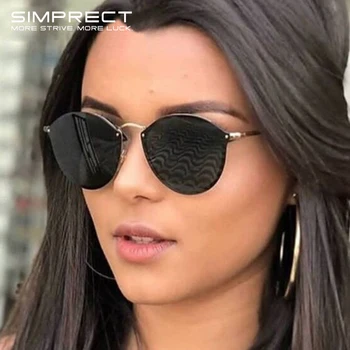 SIMPRECT retro okulary dla kobiet 2021 lustro różowe okrągłe okulary przeciwsłoneczne w stylu Vintage okulary dla kobiet marki projektant Zonnebril Dames