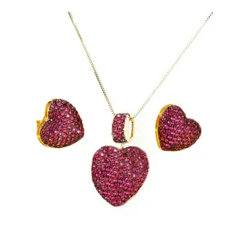 SINZRY luksusowe eleganckie biżuteria AAA cyrkonia w kształcie serca wisiorek naszyjnik kolczyki modne zestawy biżuterii dla kobiet