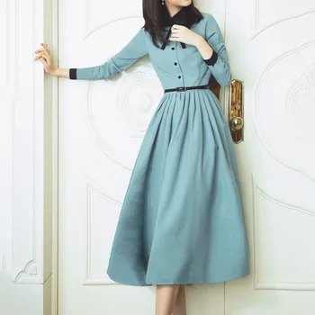 Sisjuly Ladies Vintage Slim Dress literacki elegancki temperament sukienki z długim rękawem Wysoka Talia sukienki Francja styl retro sukienka