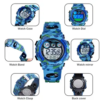SKMEI Children LED Electronic Digital Watch Stop Watch Clock 2 Time Kids Sport Watches 50M wodoodporny zegarek dla chłopców i dziewcząt