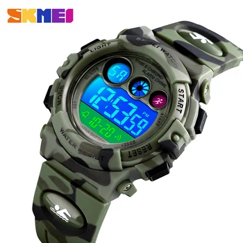 SKMEI Children LED Electronic Digital Watch Stop Watch Clock 2 Time Kids Sport Watches 50M wodoodporny zegarek dla chłopców i dziewcząt