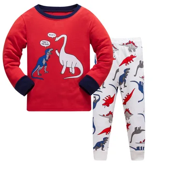 Skoki Metrów Jesień Wiosna Dinozaur Strona Odzież Chłopcy Dziecięce Odzież Dziecięca Kreskówka Bluzki+ Spodnie Piżamy Bielizna Nocna, Stroje Zestawy