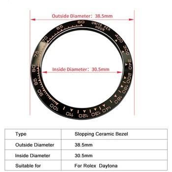Skos ceramiczna wkładka безеля oprawy 38,5*30,5 mm dla RLX Daytona MOD watch parts (No Luminous)