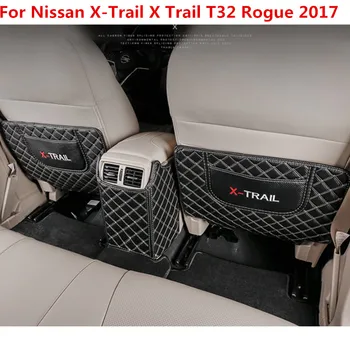 Skrzynia podłokietnika samochodu w tylnym rzędzie anty-kopanie ochraniacz kabura skóra syntetyczna do Nissan X-Trail X Trail T32 Rogue 2017