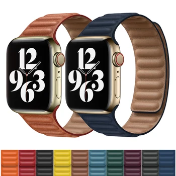Skórzana Link do apple watch band 44 mm 40 mm mc band 42 mm 38 mm silna magnetyczny zawias pasek do apple watch 5 6 SE 4 3 2 44 mm