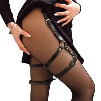 Skórzane nożne pasy kobiety punk gothic BDSM seksowna bielizna erotyczne skórzany pas bondage pończochy szelki, pasy do pończoch body pasek
