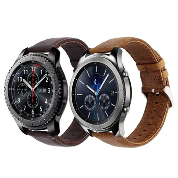 Skórzany pasek do Samsung Galaxy watch 46 mm pasek Gear s3 Frontier band 22 mm szalony bransoletka Huawei watch GT pasek Grea S 3 46 mm
