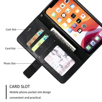 Skórzany uchwyt gniazda kart Business Book case dla iPhone 12 flip etui iPhone 11 Pro Max Xs Xr X 6S 7 8 Plus SE 2020 etui portfel