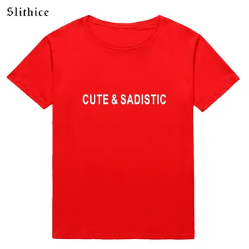 Slithice ładny i sadystycznego punk List drukowania Damska koszulka koszulki Harajuku Tumblr moda czarny damski t-shirt topy dla pani