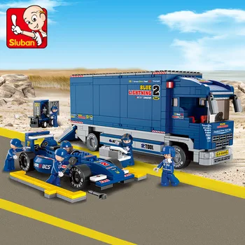 Sluban 641PCS F1 Racing Car Model Bricks City Transport truck Building Blocks Diy Toys Education For Children gifts