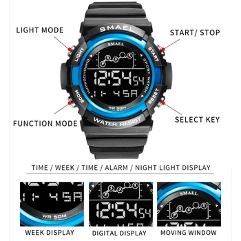 SMAEL basen sportowy męski zegarek cyfrowy zegarek elektroniczny najlepsze marki luksusowych wodoodporny wojskowy data zegarek mody mężczyzna zegarek
