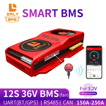 Smart BMS 12S 36V 150A 200A 250A Bluetooth 485 to USB device CAN NTC UART software Li-on Battery protection Board BMS With Fan