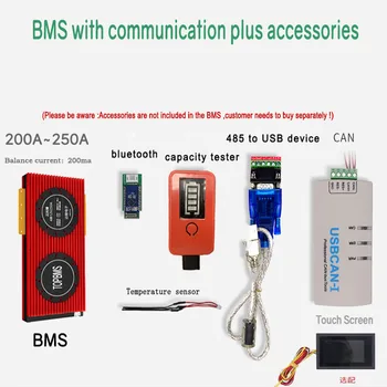 Smart BMS 200A250A+Bluetooth+RS485 +CANBus+UART jest używany dla li-ion/ LiFePo4 /LTO akumulatorów połączonych w 5-32series dla EV E-bike