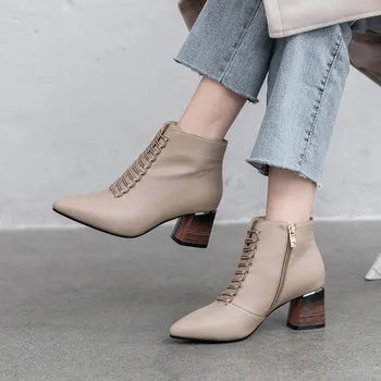 Smirnova nowa dostawa 2020 zima jesień damskie buty ostre szpilki kozaki na wysokich obcasach modelowe buty modne damskie botki