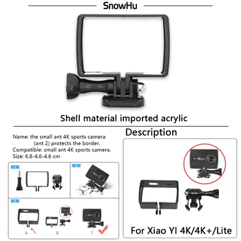 SnowHu obudowa boczna rama mocowanie obudowy ochronna rama z adapterem do mocowania YI 4K dla Yi 4K+ YI 2 lite LD10