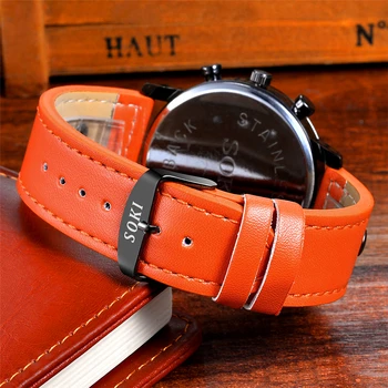 SOKI zegarki męskie 2018 luksusowej marki skórzane zegarek kwarcowy mody zegarki męskie sportowe zegarek Reloj Hombre Clock Male Relogio Masculino