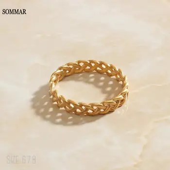 SOMMAR New Sale Gold color size 6 7 8 męskie pierścienie dla kobiet geometryczny twist ceny w euro biżuteria