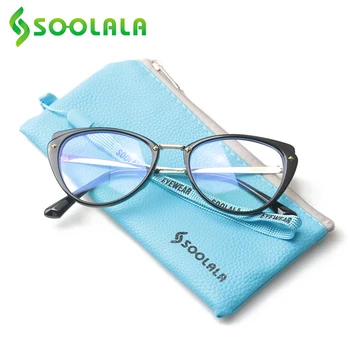 SOOLALA Anti Blue Light Cat Eye stop okulary do czytania damskie przezroczyste soczewki okulary starczowzroczność punkty 0.5 0.75 1.25 1.5 1.75 do 5.0