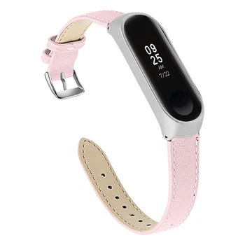 SOONHUA watchband skórzane paski do zegarków wymiana pasków do zegarków z ramką ze stali nierdzewnej dla Xiaomi Mi Band 3/4