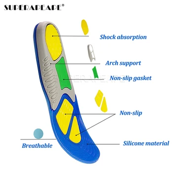 Sport jogging silikonowe, żelowe wkładki pielęgnacja stóp przy подошвенном фасциите ortopedyczne masujące wkładki do butów amortyzujące wkładki do butów