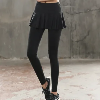 Sport Kobiety fitness jogging spodnie jogi siłownia łacina taniec Кирт fałszywe dwie części odzieży spódnica, legginsy