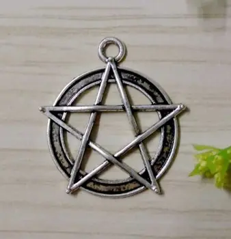 Sprzedaż hurtowa 50szt pentagram Пентакль Urok zawieszenia Wicca pogański gotycki tworzenia biżuterii 31x28mm