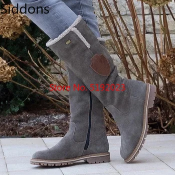 Sprzedaż rakiety śnieżne kobiety moda damska płaskie okrągłe toe damskie skórzane buty 2019 zima duży rozmiar 34-43 buty na platformie D320