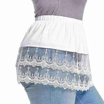 Spódnica koszula przedłużaczy A-line Half Extended spódnica krótka puste spódnica koronki przedłużacze szyć dla kobiet mini-koszula Skir W4Z1