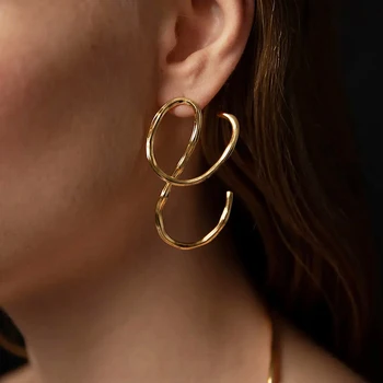 SRCOI nowy metal nieregularne geometryczne linie skręcone kolczyki gumtree retro Złoty Zaczepu na ucho ucha zacisk dla kobiet dziewczyn partii biżuterii
