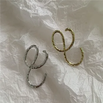 SRCOI nowy metal nieregularne geometryczne linie skręcone kolczyki gumtree retro Złoty Zaczepu na ucho ucha zacisk dla kobiet dziewczyn partii biżuterii