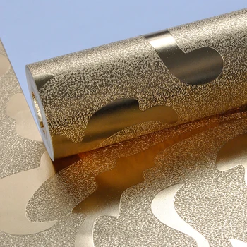 Srebrne luksusowe tapety Home Decor, nowoczesne okładziny ścienne 10 m rolka metalowa płyta winylowa połysk złota folia tapety