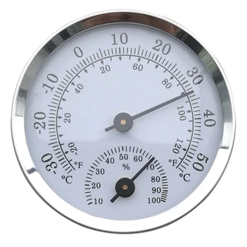 Srebrny Okrągły Ścienny Miernik Wilgotności Temperatury Dla Saun Domowych Termometr I Higrometr