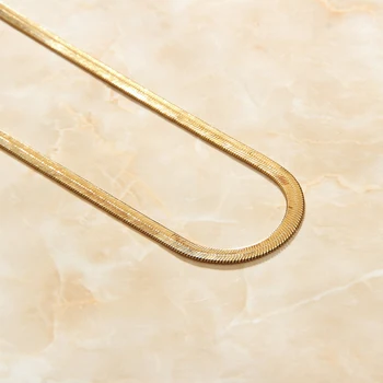 Srebro &18KGP złoto wypełnione naszyjnik 5 mm 6 mm 60 cm 50 cm płaski wąż Chian hip-hop naszyjnik biżuteria akcesoria DIY dla kobiet mężczyzn