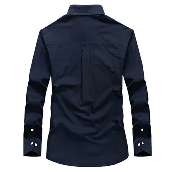 SRTM marki dorywczo męskiej koszuli wojskowe bawełniane koszule jesień z długim rękawem Slim Fit koszula męska jednolity kolor męskie plus bluzki rozmiar S-4XL