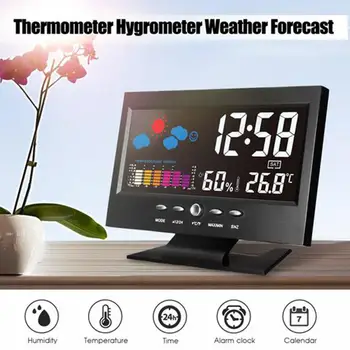 Stacja pogodowa budzik LCD Kolorowy ekran Cyfrowy USB temperatura wilgotność wyświetlacz czasu chcesz budzik zegar cyfrowy