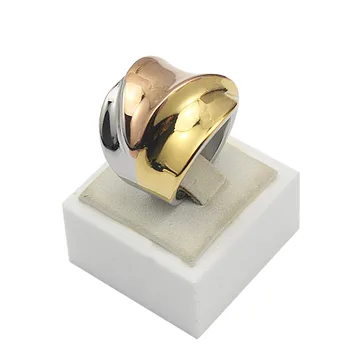 Stal nierdzewna 3 kolory pierścienie dla kobiet złoty/Różowy/srebrny kolor ogromny pierścień mody dla dziewczyn letni styl palec pierścień