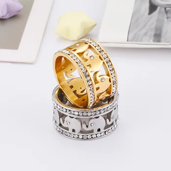 Stal nierdzewna 316L CZ pierścienie kształt słonia pierścionek zaręczynowy luksusowe obrączki biżuteria gorące kobiety rocznika biżuteria dla zwierząt