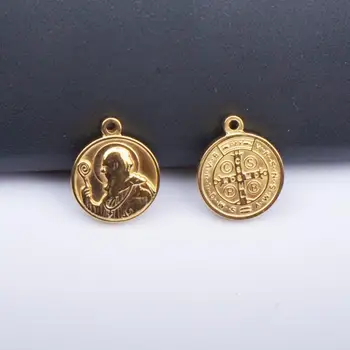 Stal nierdzewna St Benedict medal wisiorek złoty/srebrny kolor metalu San Saint Benedict krzyż medal sprzedaż Hurtowa 20 szt.