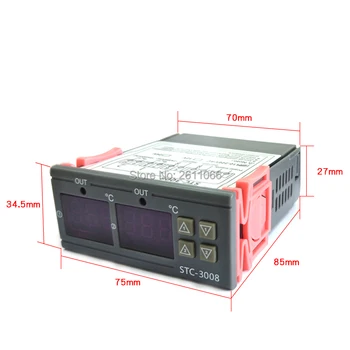 STC-3008 12V 24V 110-220V podwójny cyfrowy regulator temperatury dwa przekaźniki Outpurmoregulator termostat z chłodnicą grzałkę