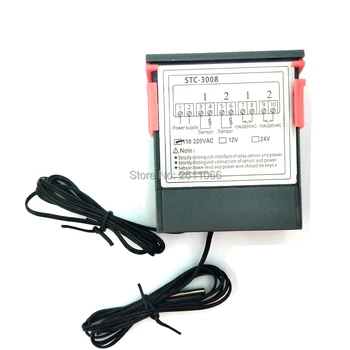 STC-3008 12V 24V 110-220V podwójny cyfrowy regulator temperatury dwa przekaźniki Outpurmoregulator termostat z chłodnicą grzałkę