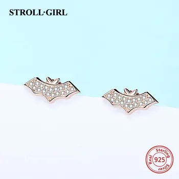 Strollgirl Nowy 925 srebro próby nietoperz kolczyki zwierząt Skrzydła kolczyki pręta dla kobiet 2020 Walentynki biżuteria prezent za darmo Shea