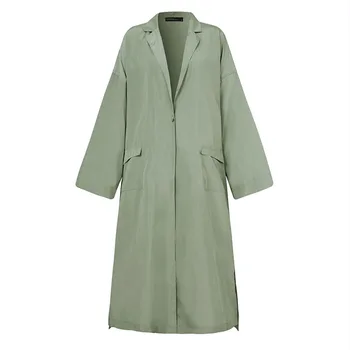 Stylowe damskie codzienne klapy z długim rękawem, długie kurtki ZANZEA 2020 Jesienna wiatrówka cienki płaszcz biurowe damska odzież wierzchnia S-5XL