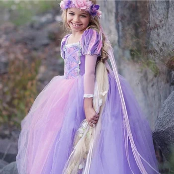 Sukienka dla dziewczynki niezwykły cosplay kostium odzież Dziecięca sukienka dla dziewczyn kreskówki fioletowa sukienka dziecięca impreza niezwykła suknia