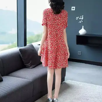 Sukienka z krótkim rękawem kobiety lato drukowanych kolan duży rozmiar 5XL temat koreański elegancki wypoczynek moda damska Ins BF Ulzzang nowy