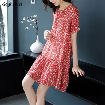 Sukienka z krótkim rękawem kobiety lato drukowanych kolan duży rozmiar 5XL temat koreański elegancki wypoczynek moda damska Ins BF Ulzzang nowy