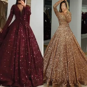 Suknia Woman Night Party Evening Prom Dresses 2020 Muzułmański Złoto Długie Sukienki Plus Size