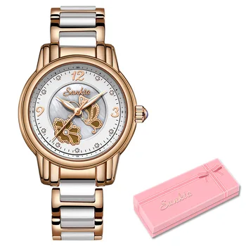 SUNKTA różowe złoto damskie zegarki Kwarcowe zegarki damskie top luksusowej marki zegarek damski wodoodporny dziewczyna zegarki prezenty Relogio Femininos
