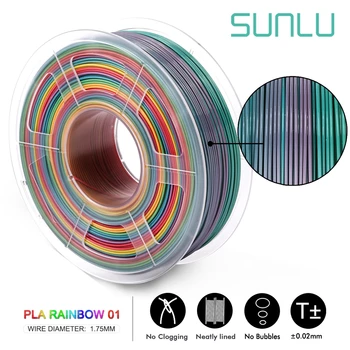 SUNLU PLA Filament 3D Printer Filament PLA Rainbow Plastic 3D Filaments 1.75 mm 1 kg dokładność pomiaru +/-0.02 mm