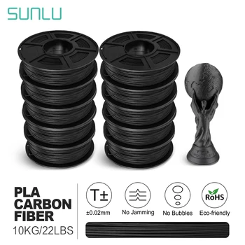 SUNLU PLA włókna węglowego 3D nici 10 rolek/zestaw twardość PLA carbon 3D drukarki nici kolor czarny